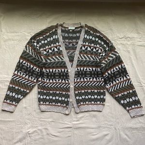 Vintage Aztec Button Cardigan Brown Black Sz XL